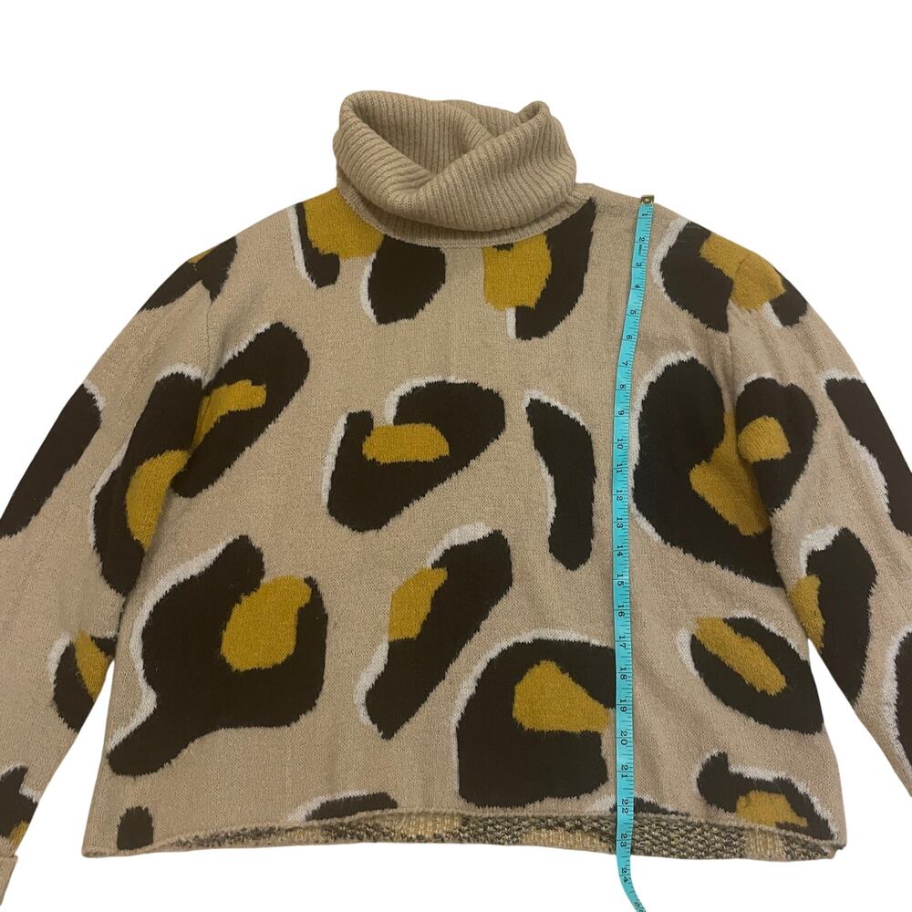 MOTH Large Leopard Print Turtleneck Sweater | Chu… - image 6